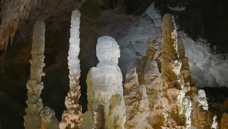 frasassi caves, gigantic stalagmites nicknamed "the giants" inside a huge underground cave