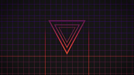animation of pink neon flickering triangles over glowing pink to purple grid