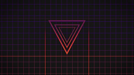 animation of pink neon flickering triangles over glowing pink to purple grid