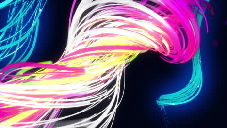 swirling colorful light trails animation on dark background