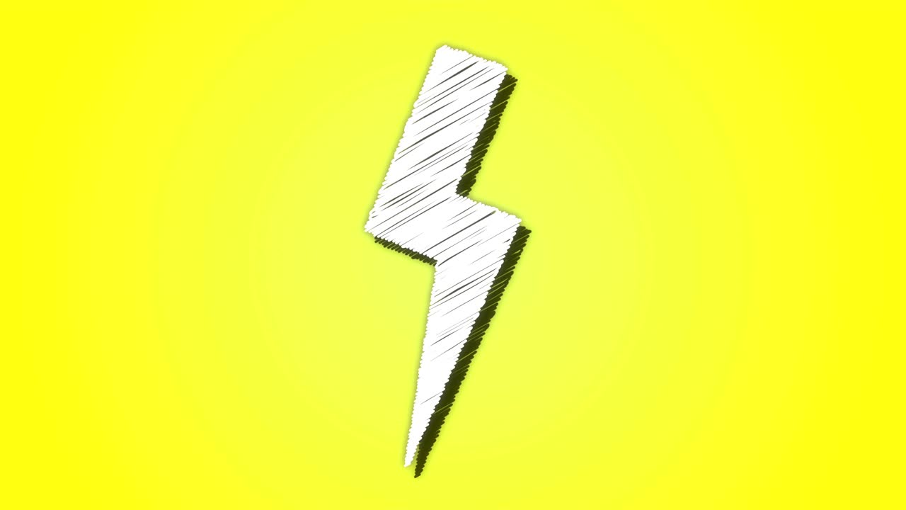 만화 천둥 볼트 스케치 스타일 배경 루프 또는 그래픽 리소스 노란색