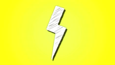 bucle de fondo de estilo boceto de trueno de dibujos animados o recurso gráfico amarillo