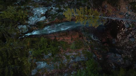 Vertical-big-waterfall-cascade-with-fresh-glacier-water-in-the-romantic-and-idyllic-Bavarian-Austrian-alps-mountain-peaks