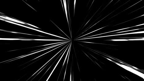 radial speed lines moving on black and white background. comic anime action fast speed line loop. motion 4k footage.