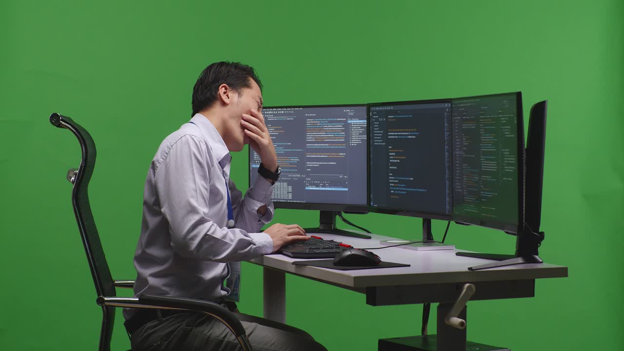 Programmer Working on a Dual Monitor Computer