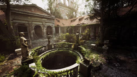 abandoned mansion courtyard