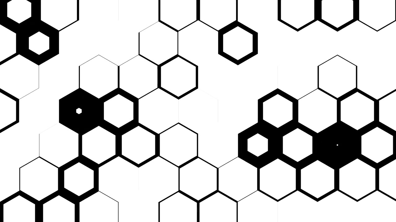 Abstract Animation of Expanding and Dissolving Hexagonal Grid Pattern