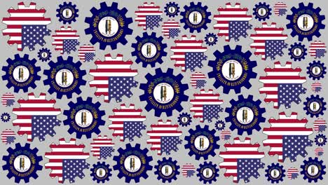 american and kentucky flag gears spinning background