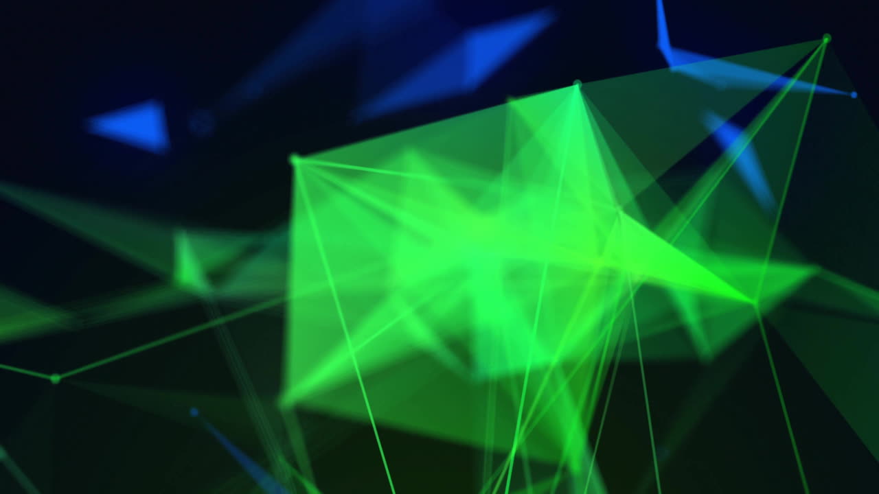 Animation of blue and green shapes on black background