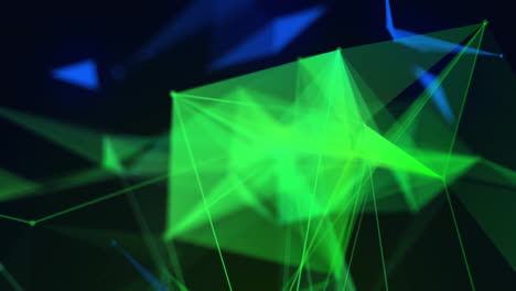 animation of blue and green shapes on black background