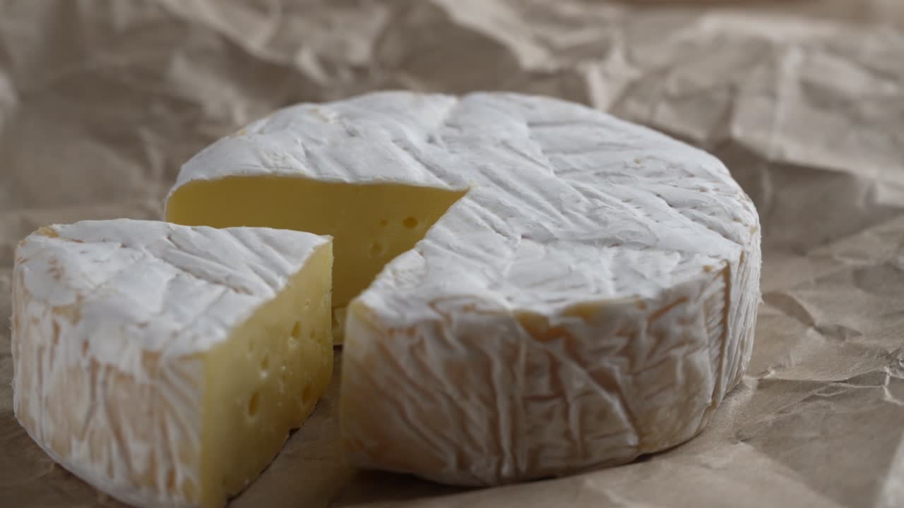로테이팅 카멘베르 크림 치즈, 클로즈업, 유제품 개념