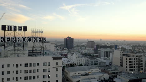 the knickerbocker hotel and hollywood cityscape at sunset