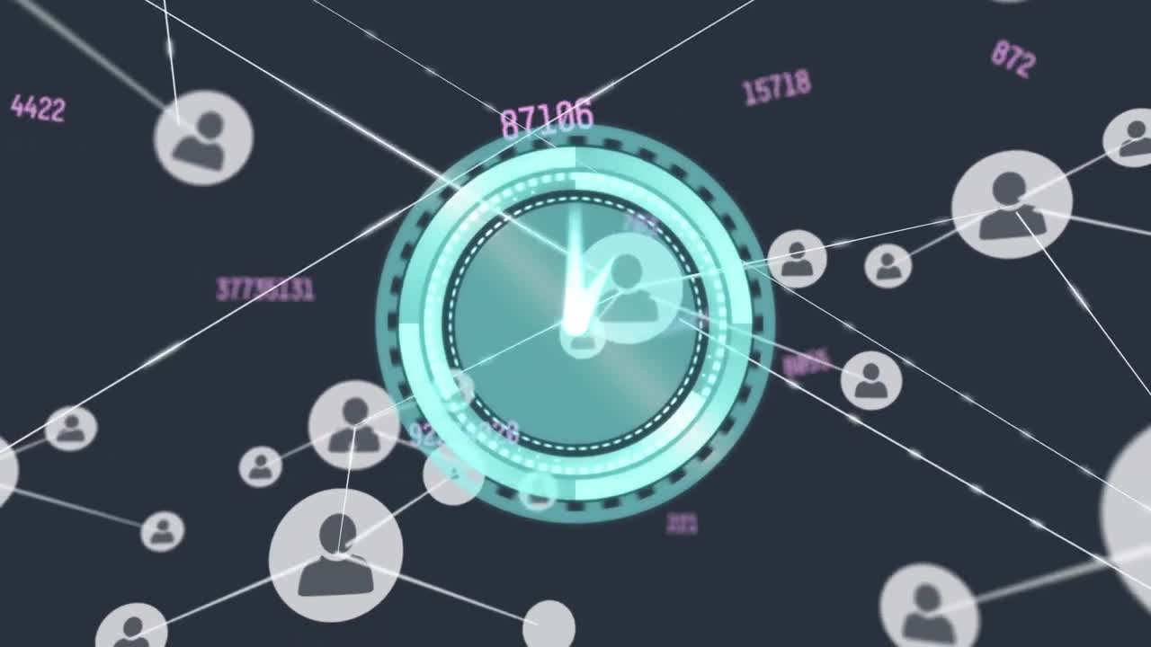 디지털 시계 위에 연결된 점들의 애니메이션과 검은 바탕에 숫자를 바꾸는