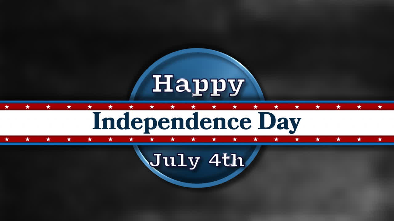 Celebrating Independence Day, July 4th animation with stars and stripes on dark background