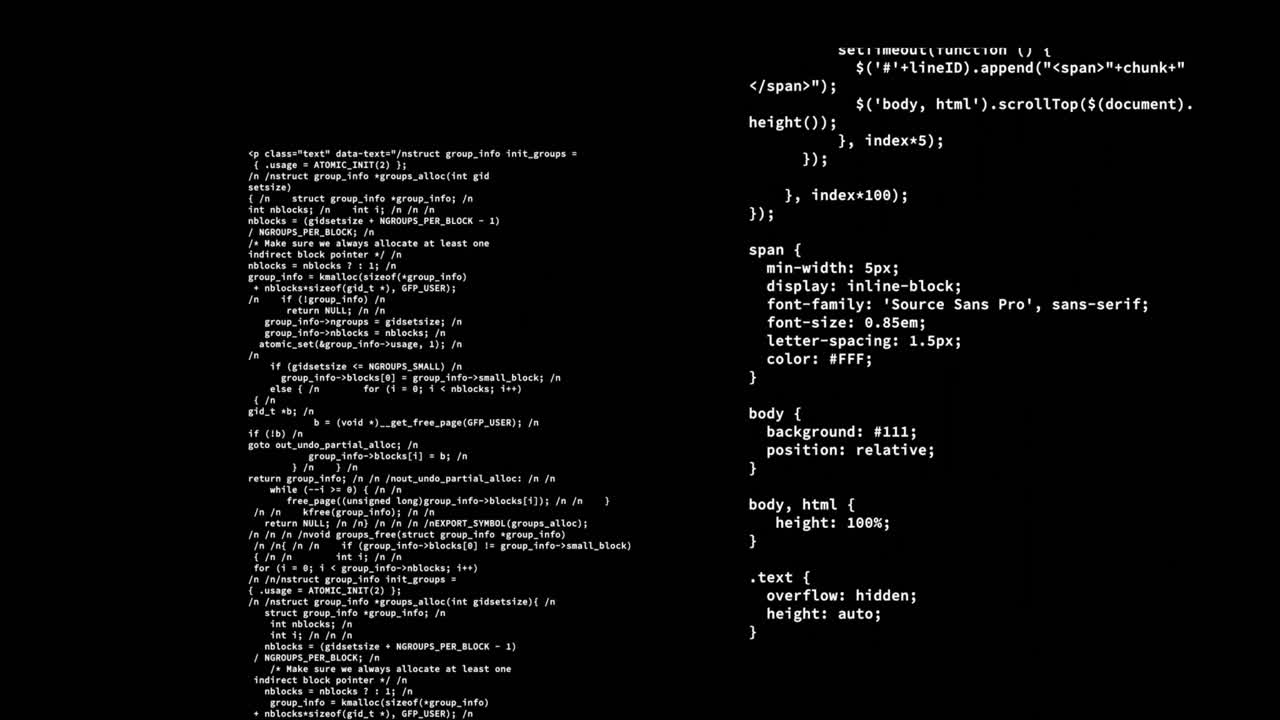 animation du traitement des données sur fond noir