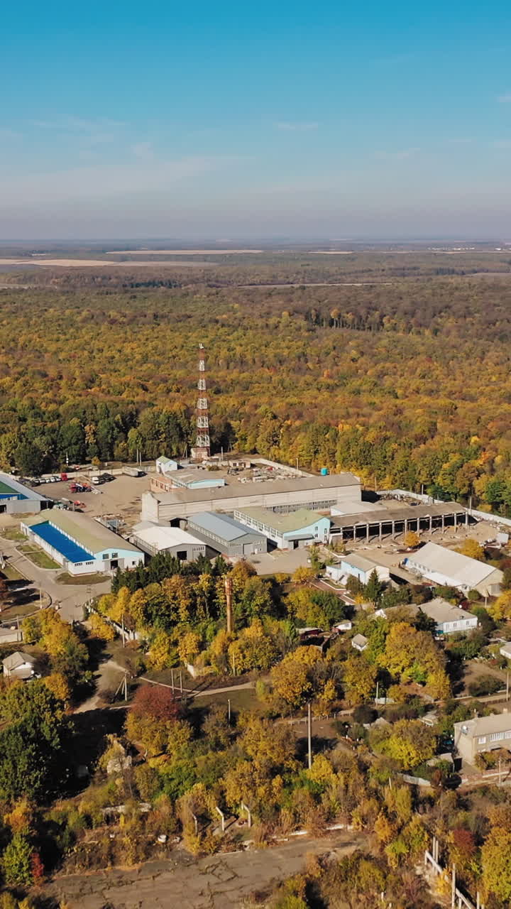 Industrial zone of factory. Vertical video