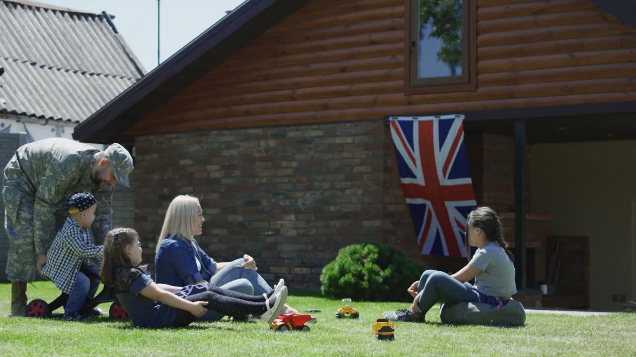 Military Family Enjoying Time Outdoors