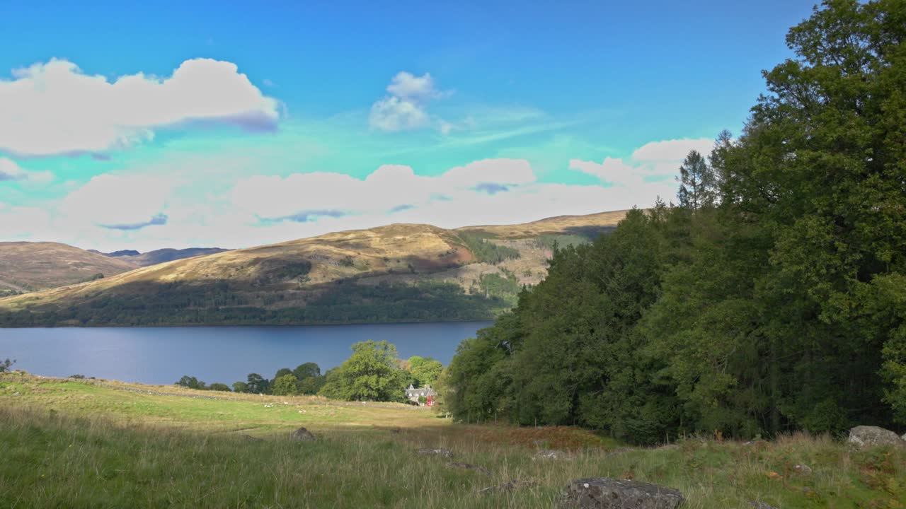 Hand-held shot of the beautiful scenery at Loch Earn in the Scottish Hihglands