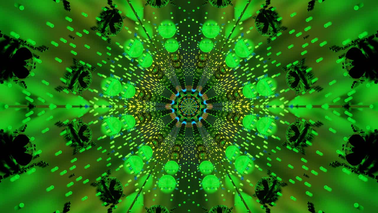 A captivating display of abstract patterns in vibrant green hues creates a seamless looping visual experience