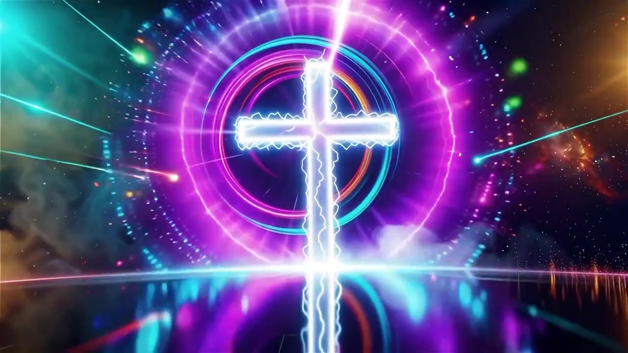 Croce Cristiana Luce Celestiale Sfondo per il Culto.