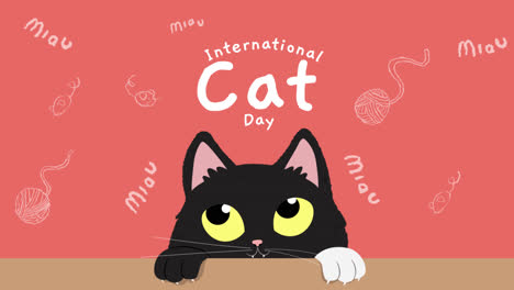 movimiento gráfico de flat día internacional del gato colección de historias de instagram