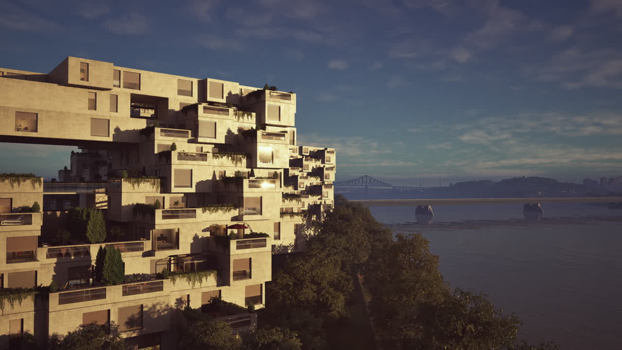 놀라운 해안가 전망을 가진 현대적인 주거 건물