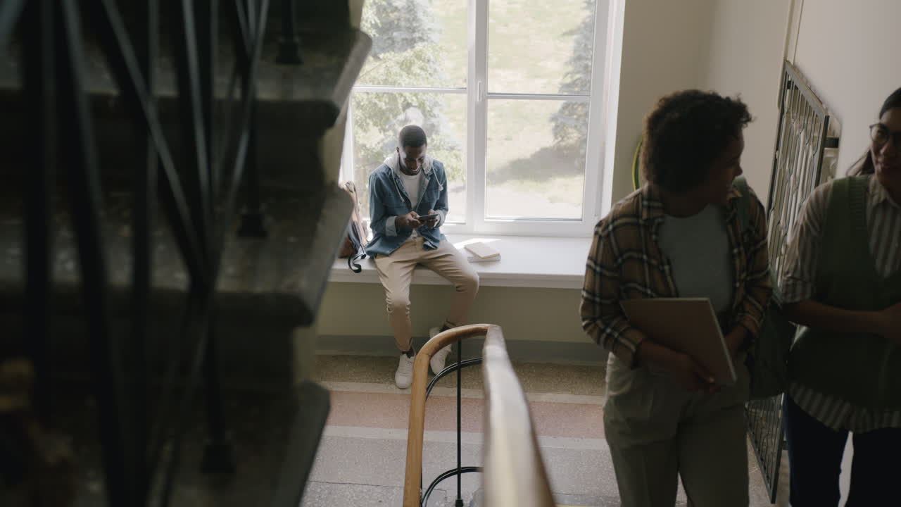 Students in a School Hallway
