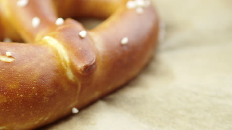 Slow-Pan,-Closeup-shot-of-a-baked-Pretzel