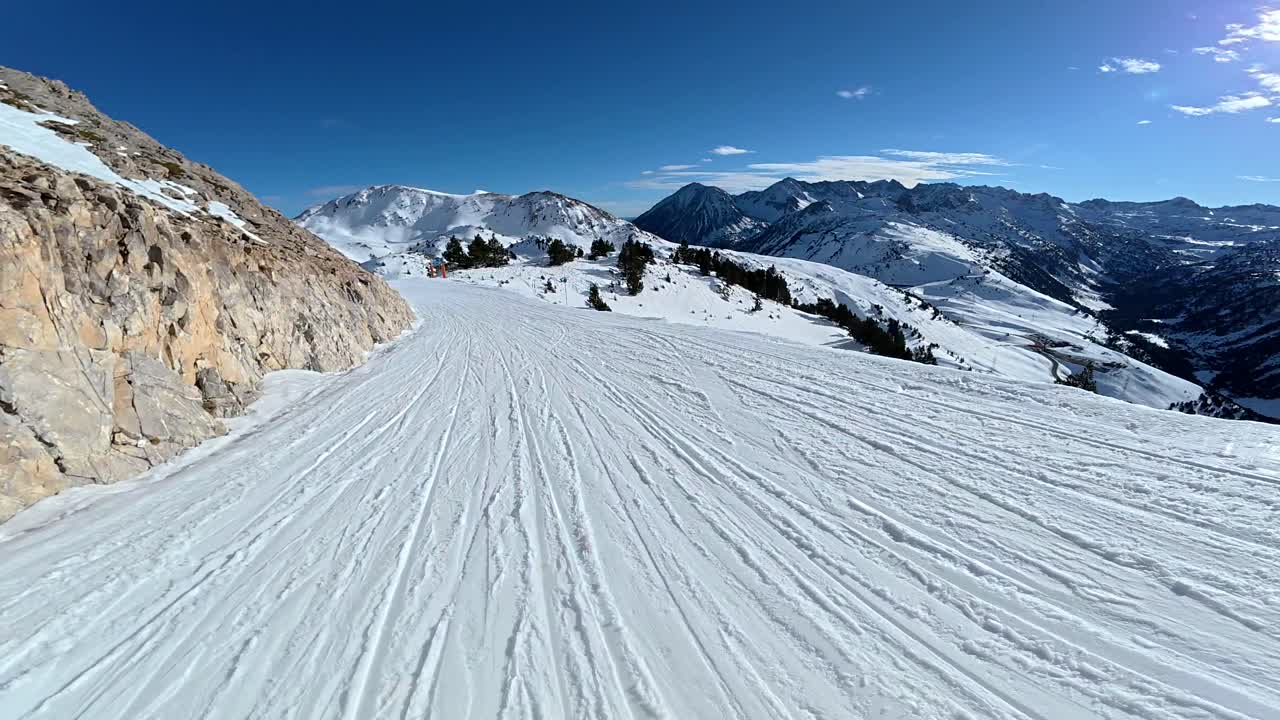 Skiing on a snowy mountain