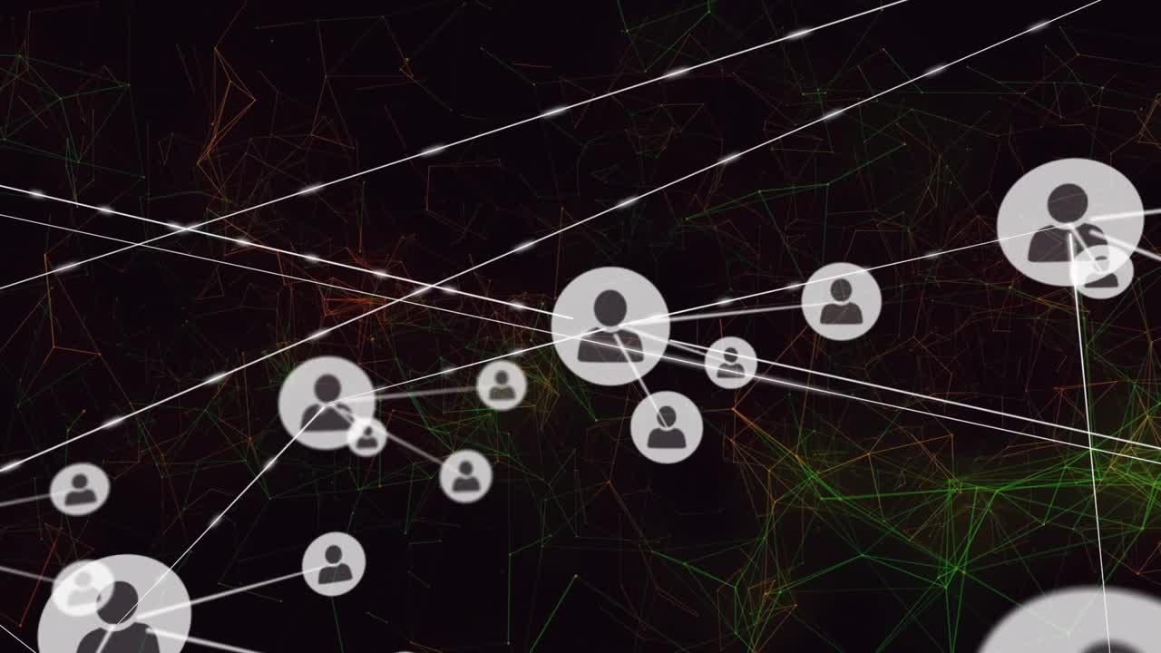 Animation of network of connections over black background