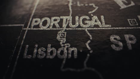 close-up of a map of portugal