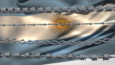 alambre de púas contra la bandera argentina