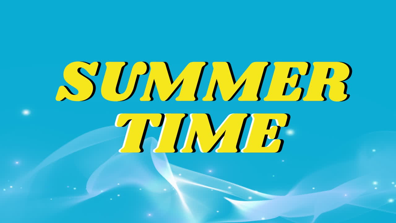 움직이는 모양 위에 여름 시간 텍스트의 애니메이션