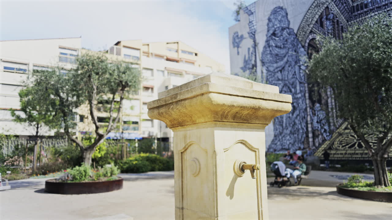 Close up of a water fountain in the street in Antibes, France