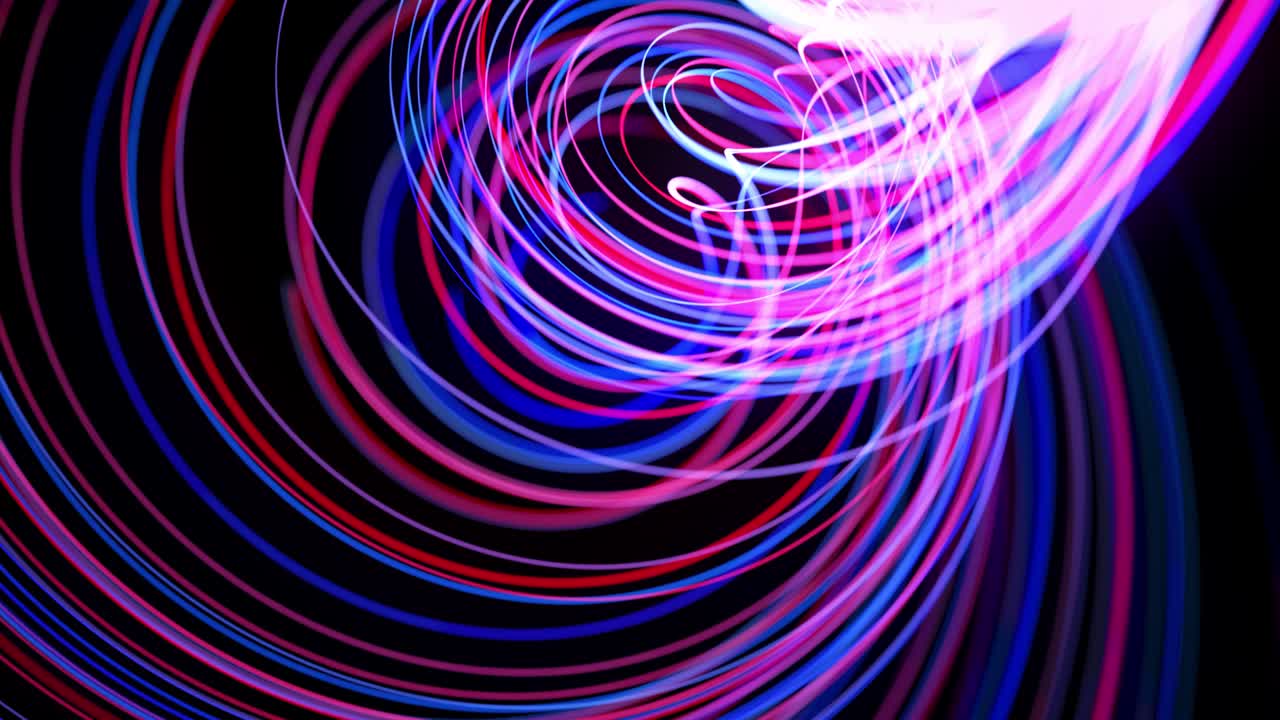 flujo de luz bg en 4k. fondo en bucle abstracto con rastros de luz, flujo de líneas de neón rojo azul en el espacio se mueven para formar formas espirales en bucle. fondo de diseño de movimiento moderno de moda. efecto de luz,