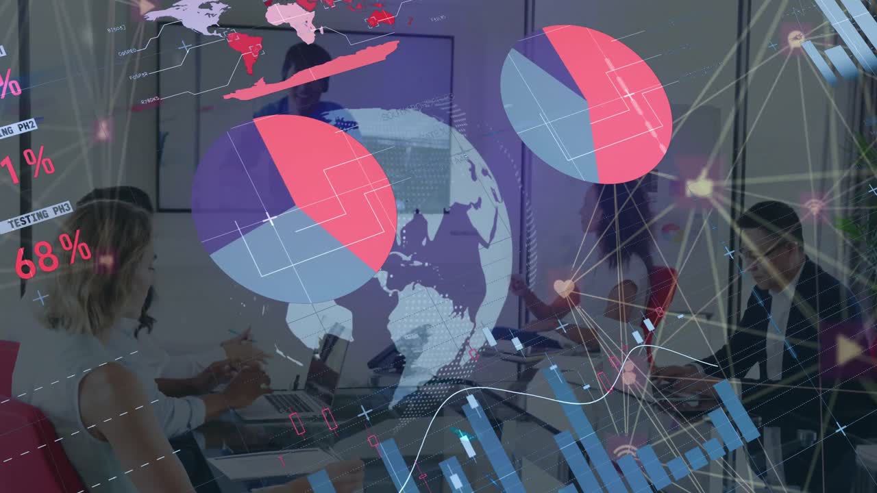 анимация глобуса и обработка финансовых данных через склад