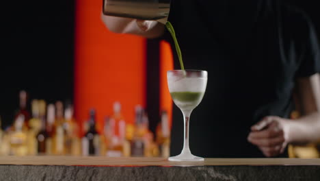 matcha cocktail preparation
