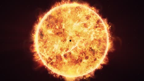 Planet,-Der-Die-Oberfläche-Der-Sonne-Umkreist