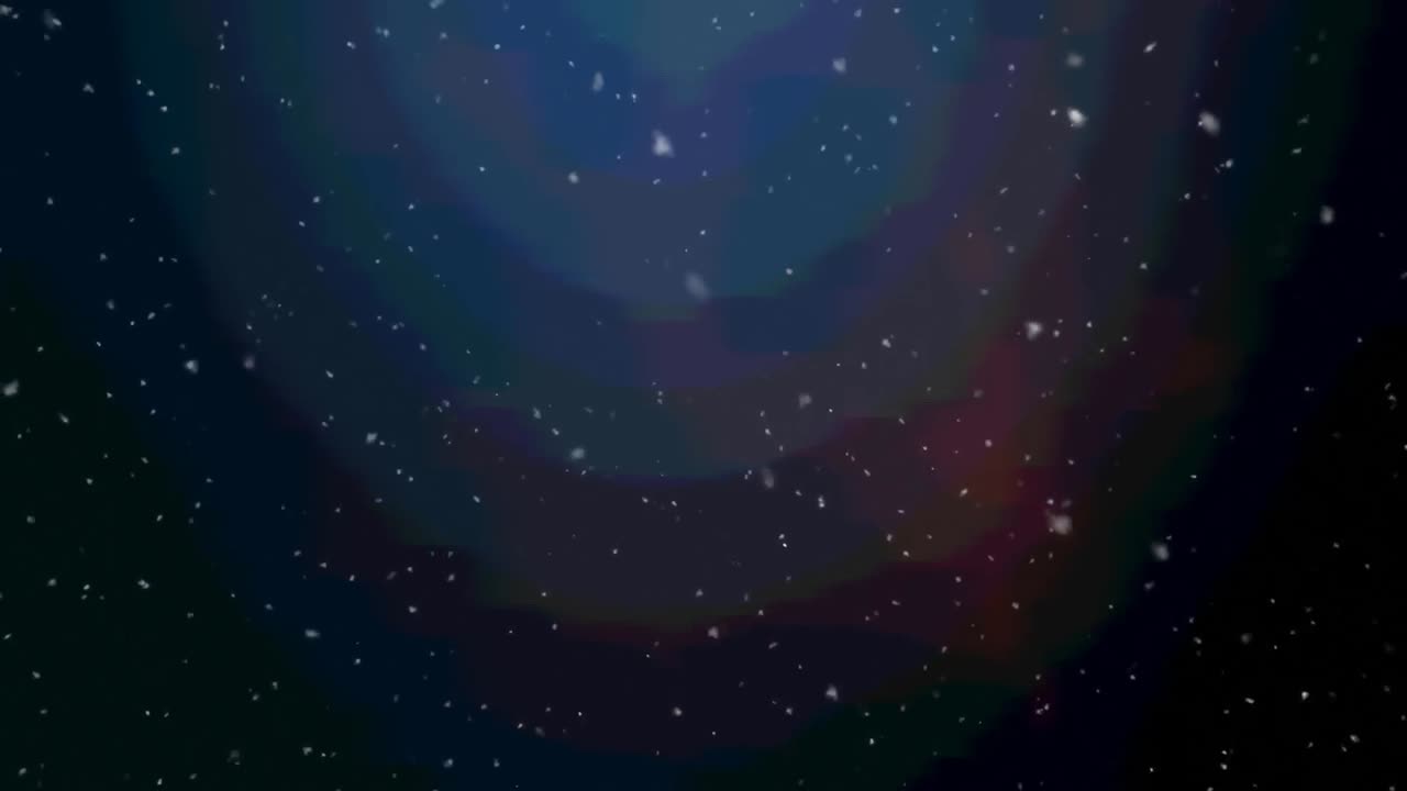 파란색 배경에서 움직이는 여러 개의  ⁇  점의 애니메이션