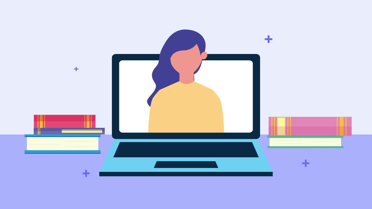 young woman in laptop computer