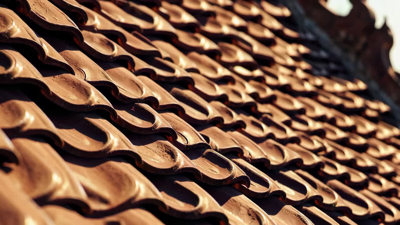 Close-up of a traditional terracotta tile roof
