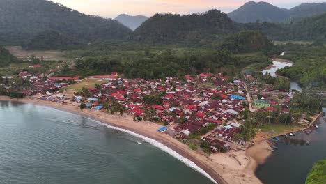 drone aerial view of indonesian town city village near padang west sumatra