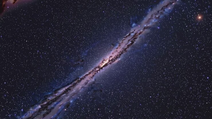 Galassia a spirale con nebulosa.