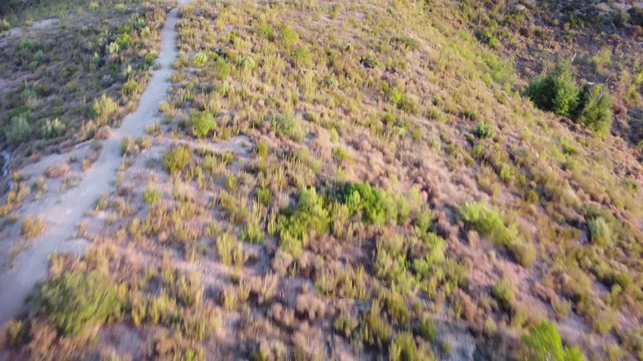 스페인 마르가넬에 있는 십자가의 숲 몬테세라트 (montserrat) 의 건조한 풍경, 공중 사진