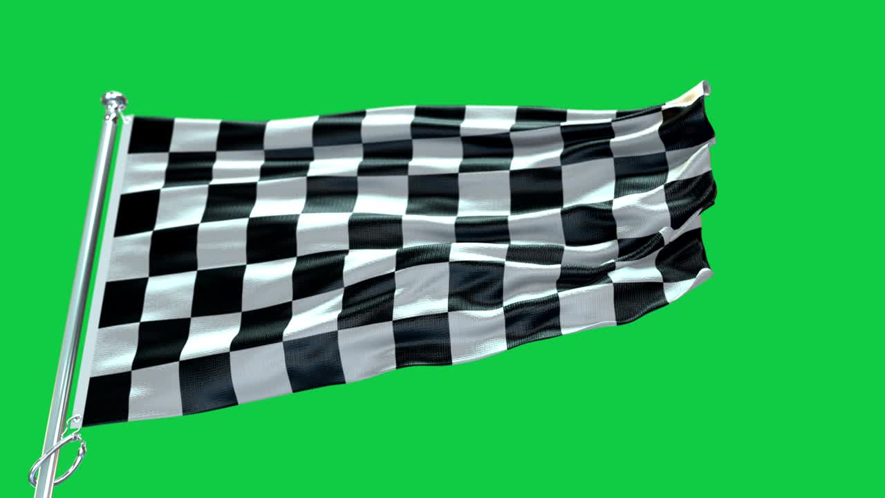 Bandeira quadriculada tremulando ao vento em 4k. Fundo de carro esportivo. Início ou fim de corrida. Bandeira de corrida animada. Bandeira quadriculada em alta definição, 4k altamente detalhada.