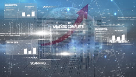 animation of financial data processing over globe