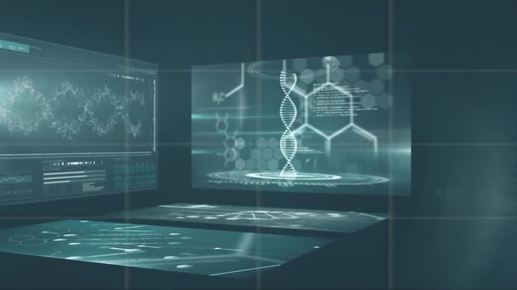 Digitally generated video of glowing light spot and medical data processing
