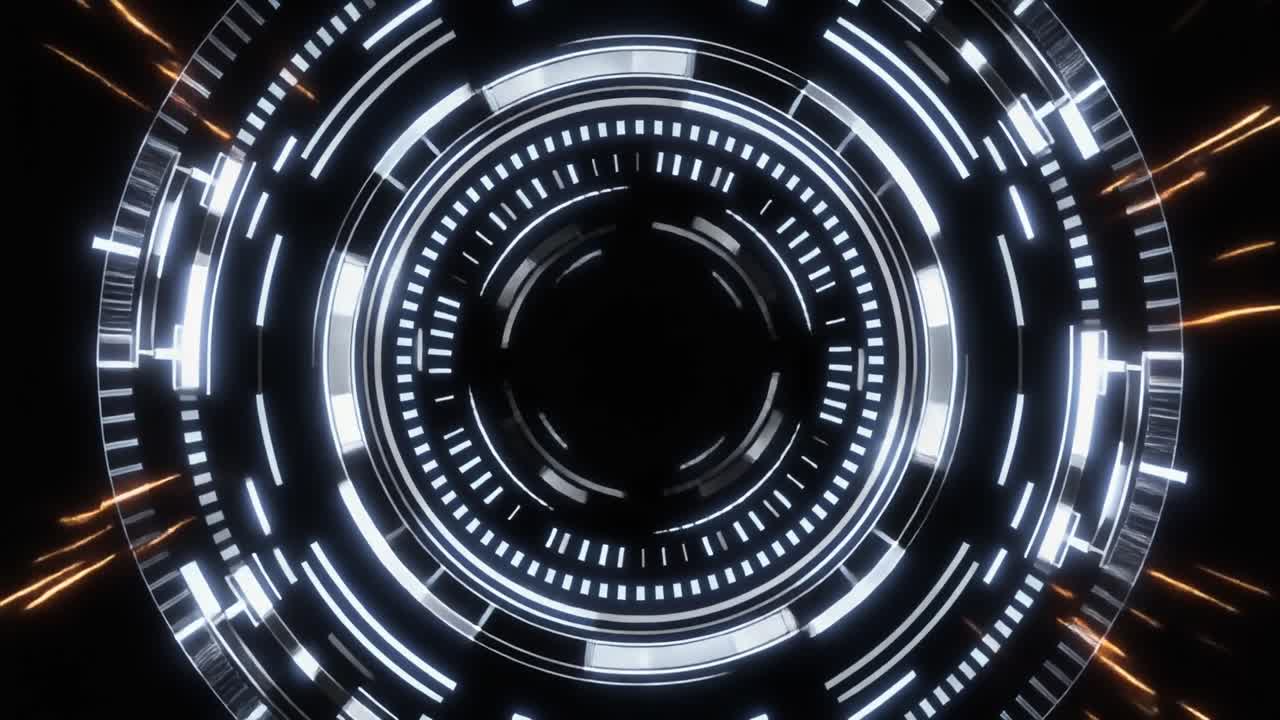 Interfaccia HUD Futuristica Dinamica con Cerchi Digitali Rotanti