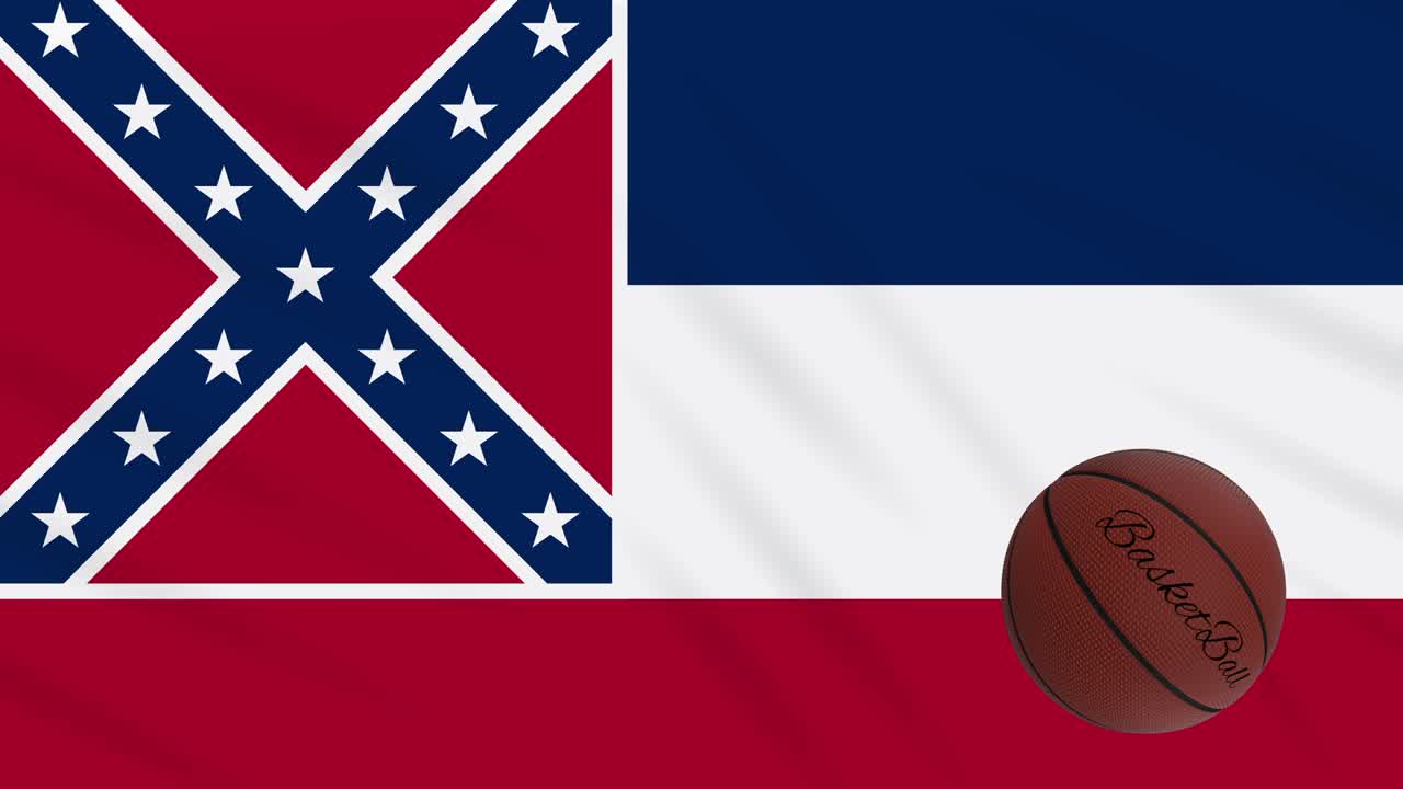 미시시피 발이 흔들리고 농구 공이 회전하고 루프가 됩니다.