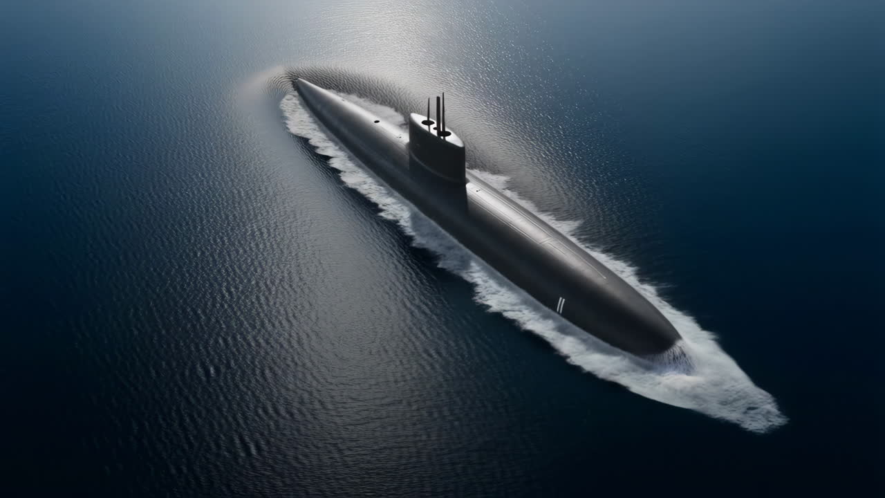 Submarine cruising on the open water